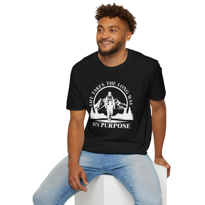 Life Takes The Long Way On Purpose T-Shirt — Mountain Path Purpose Design