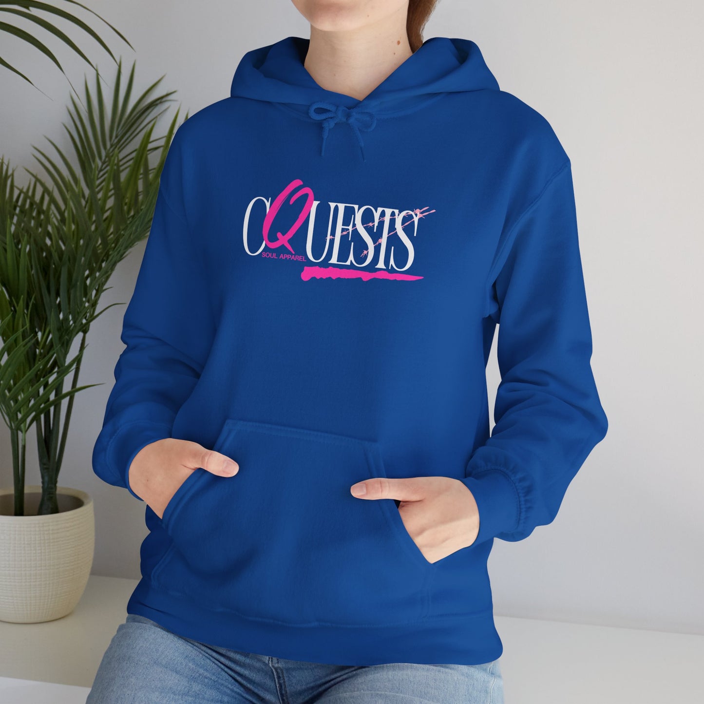 "CQuests" Soul Apparel Hoodie — Pink Script Graphic Pullover