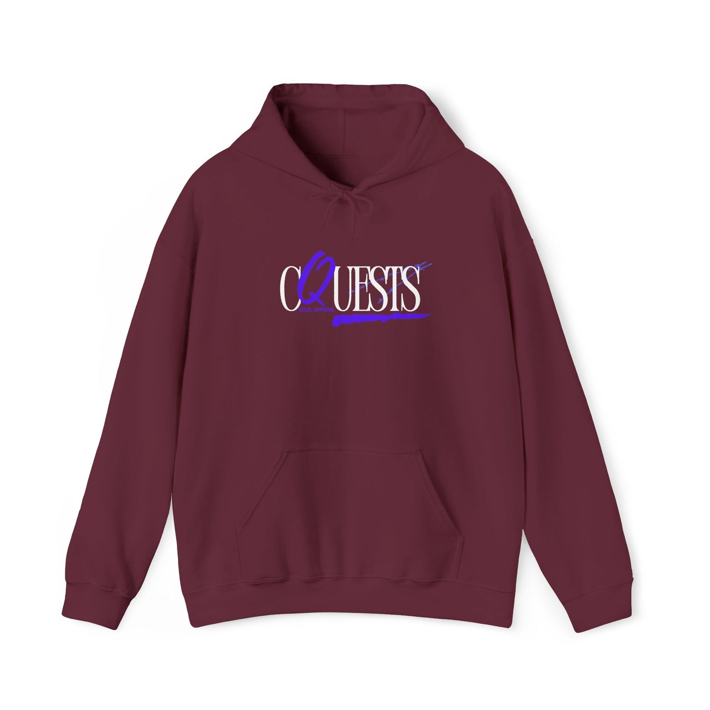 "CQuests" Script Hoodie – Elegant Purple Calligraphy Unisex Crown Sweatshirt