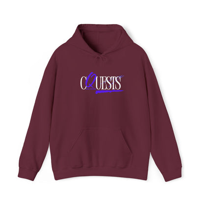 "CQuests" Script Hoodie – Elegant Purple Calligraphy Unisex Crown Sweatshirt
