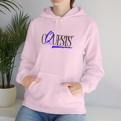 "CQuests" Script Hoodie – Elegant Purple Calligraphy Unisex Crown Sweatshirt