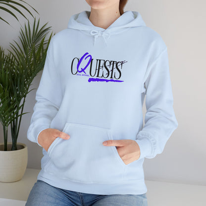 "CQuests" Script Hoodie – Elegant Purple Calligraphy Unisex Crown Sweatshirt