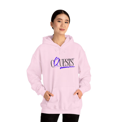 "CQuests" Script Hoodie – Elegant Purple Calligraphy Unisex Crown Sweatshirt