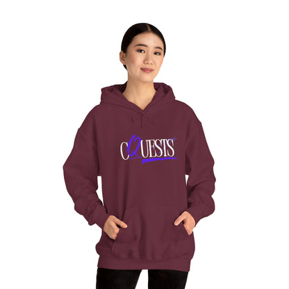 "CQuests" Script Hoodie – Elegant Purple Calligraphy Unisex Crown Sweatshirt