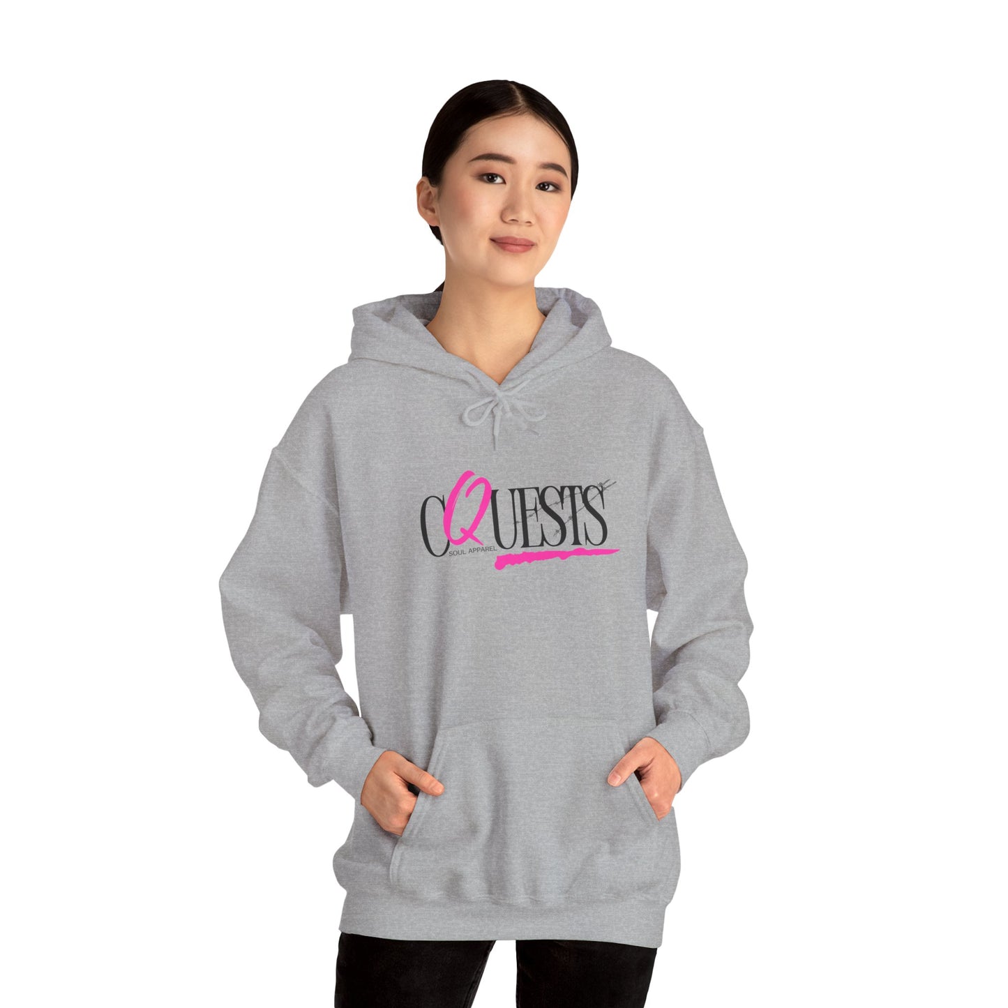 "CQuests" Soul Apparel Hoodie — Pink Script Graphic Pullover