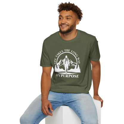 Life Takes The Long Way On Purpose T-Shirt — Mountain Path Purpose Design