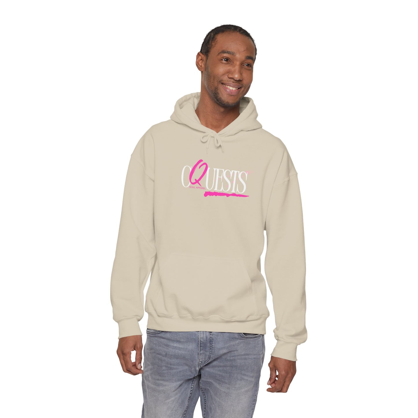"CQuests" Soul Apparel Hoodie — Pink Script Graphic Pullover