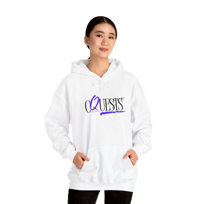 "CQuests" Script Hoodie – Elegant Purple Calligraphy Unisex Crown Sweatshirt