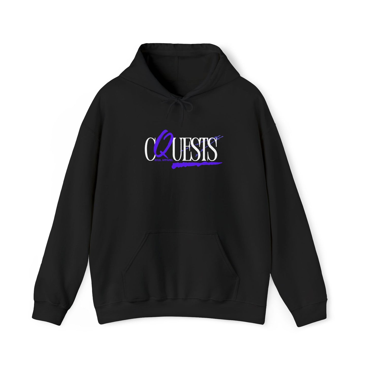 "CQuests" Script Hoodie – Elegant Purple Calligraphy Unisex Crown Sweatshirt