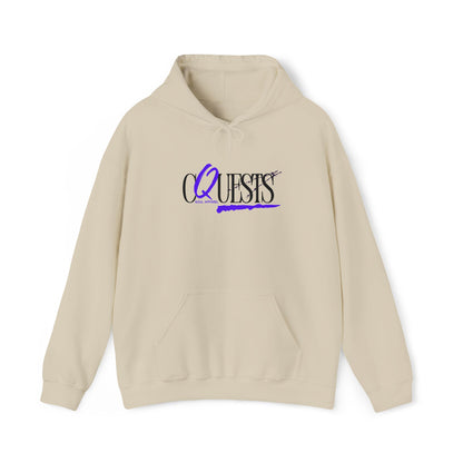 "CQuests" Script Hoodie – Elegant Purple Calligraphy Unisex Crown Sweatshirt