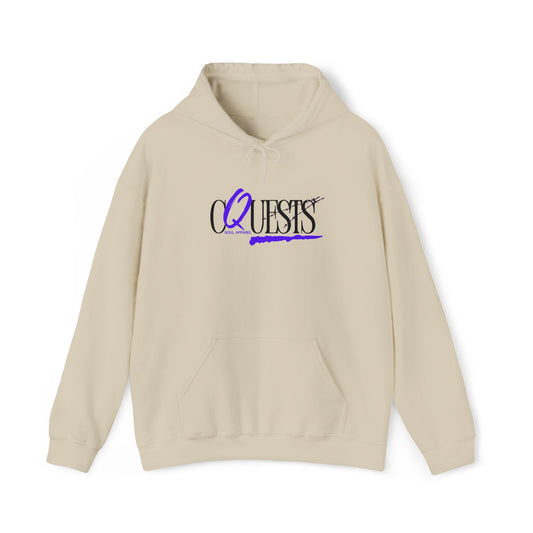 "CQuests" Script Hoodie – Elegant Purple Calligraphy Unisex Crown Sweatshirt