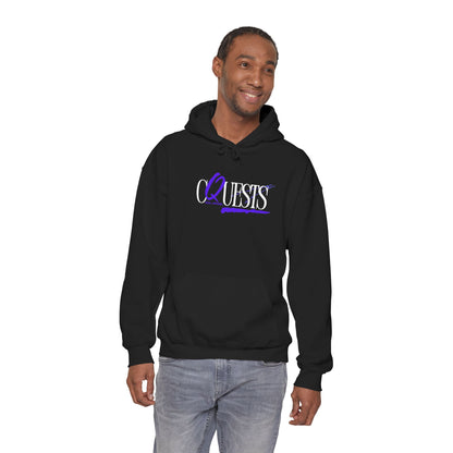 "CQuests" Script Hoodie – Elegant Purple Calligraphy Unisex Crown Sweatshirt