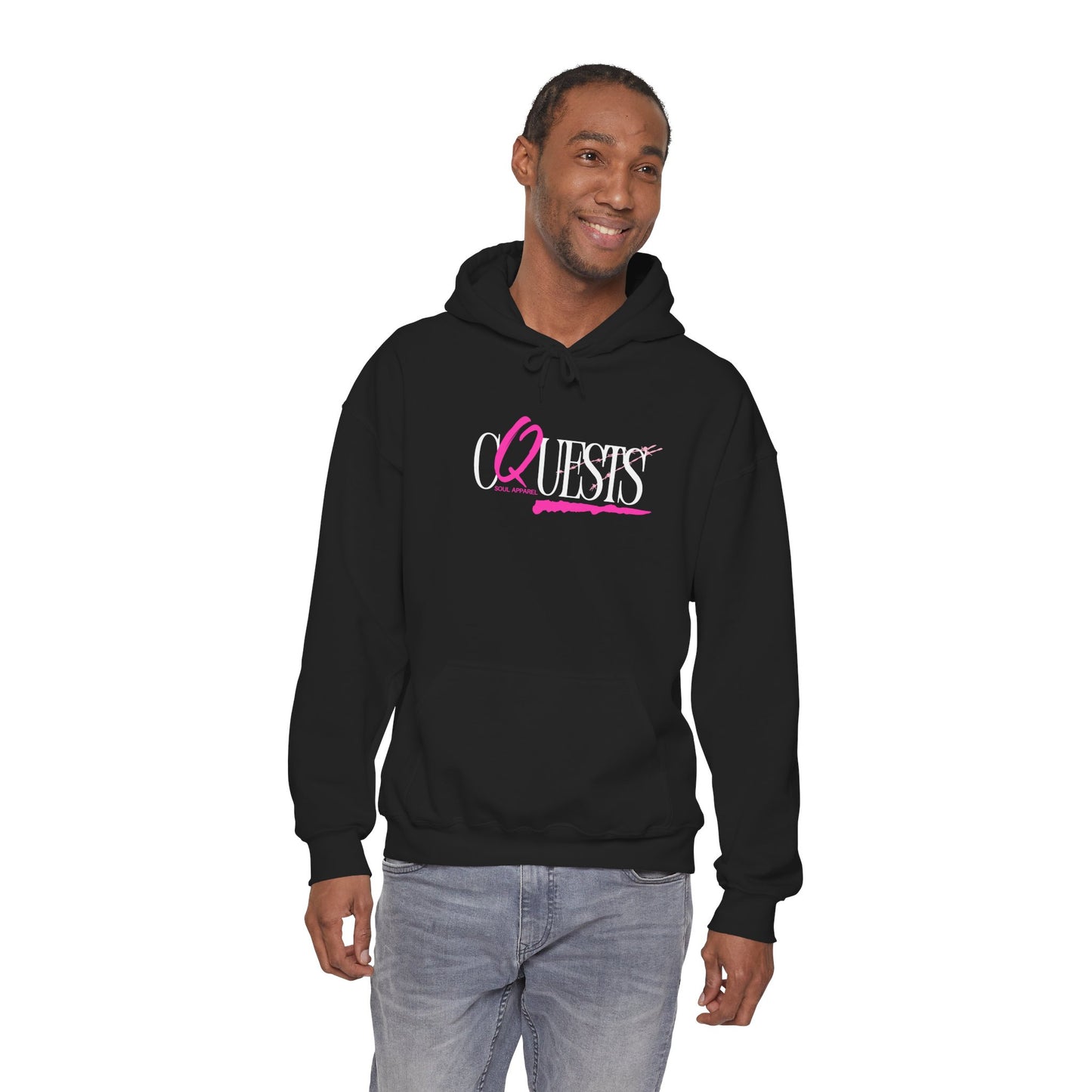 "CQuests" Soul Apparel Hoodie — Pink Script Graphic Pullover