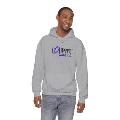 "CQuests" Script Hoodie – Elegant Purple Calligraphy Unisex Crown Sweatshirt