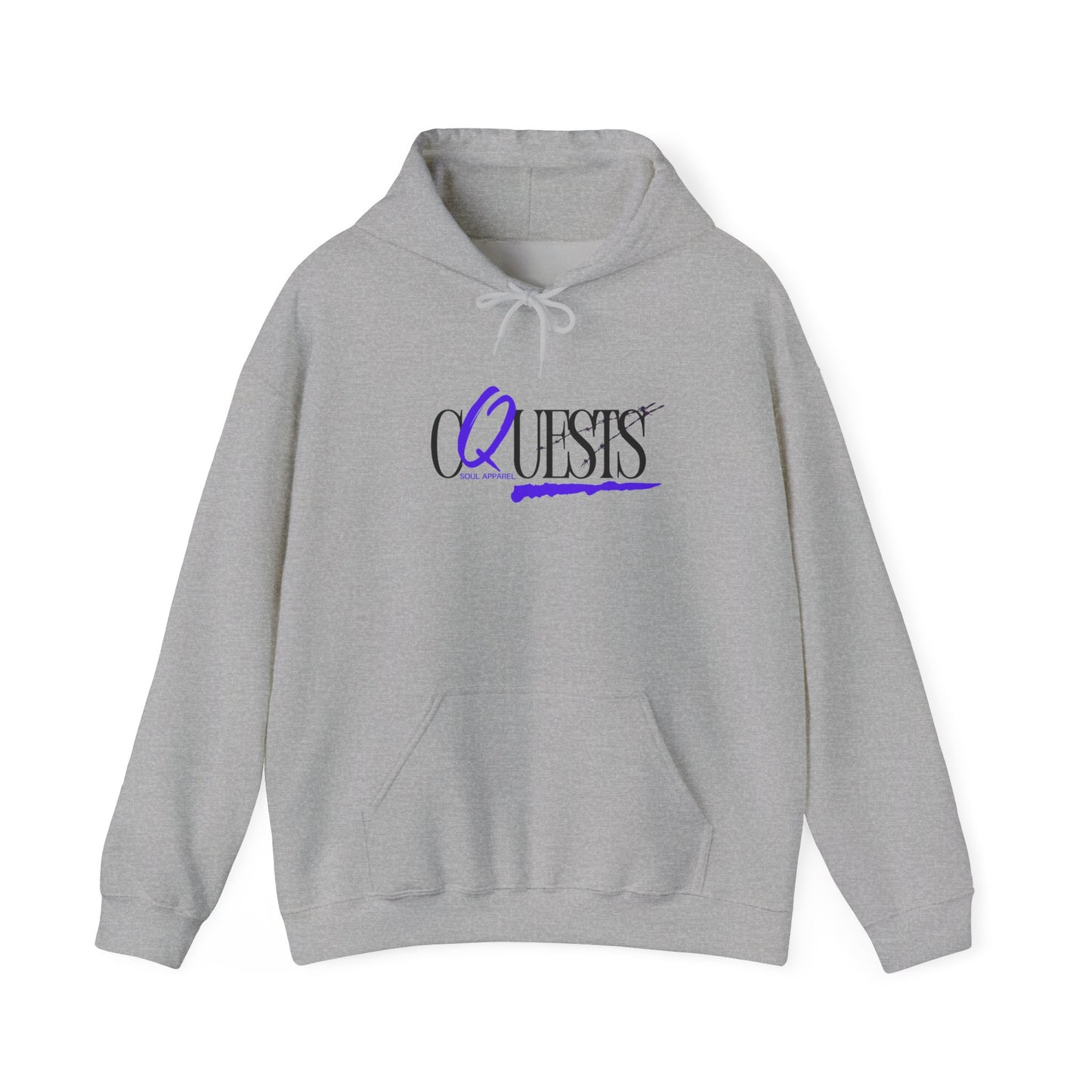 "CQuests" Script Hoodie – Elegant Purple Calligraphy Unisex Crown Sweatshirt
