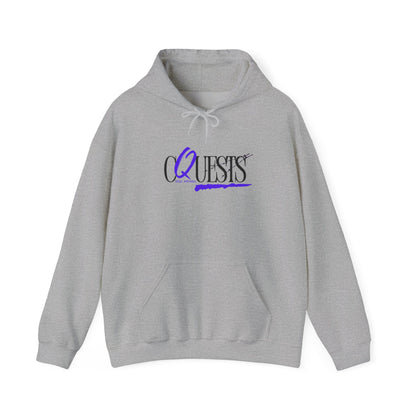 "CQuests" Script Hoodie – Elegant Purple Calligraphy Unisex Crown Sweatshirt