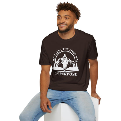 Life Takes The Long Way On Purpose T-Shirt — Mountain Path Purpose Design
