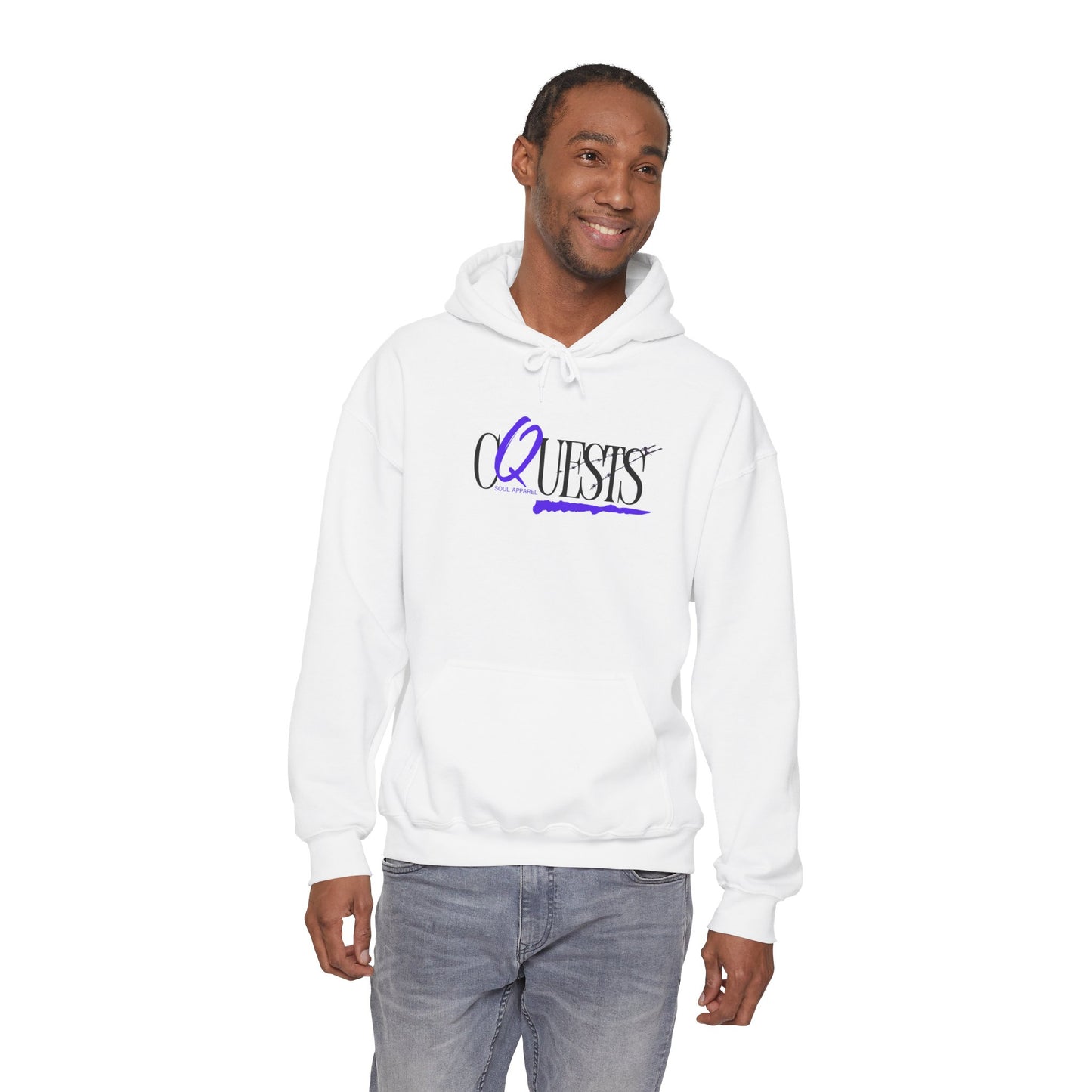 "CQuests" Script Hoodie – Elegant Purple Calligraphy Unisex Crown Sweatshirt