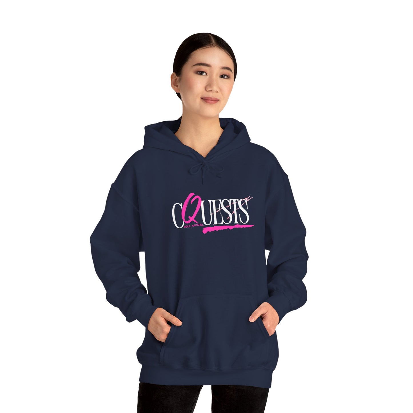 "CQuests" Soul Apparel Hoodie — Pink Script Graphic Pullover