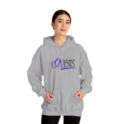 "CQuests" Script Hoodie – Elegant Purple Calligraphy Unisex Crown Sweatshirt