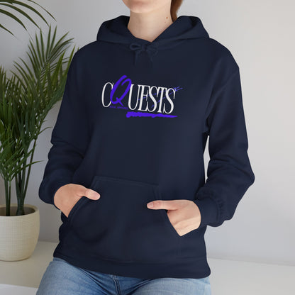 "CQuests" Script Hoodie – Elegant Purple Calligraphy Unisex Crown Sweatshirt