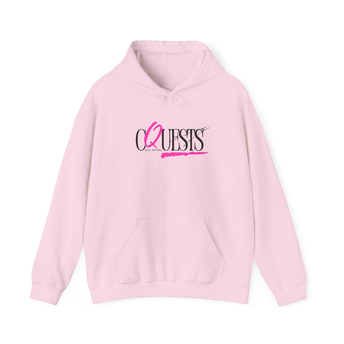 "CQuests" Soul Apparel Hoodie — Pink Script Graphic Pullover