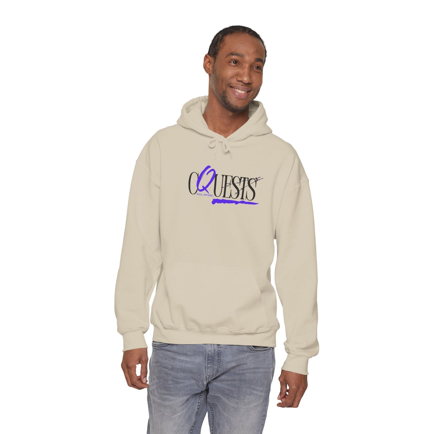 "CQuests" Script Hoodie – Elegant Purple Calligraphy Unisex Crown Sweatshirt