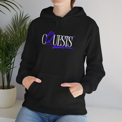 "CQuests" Script Hoodie – Elegant Purple Calligraphy Unisex Crown Sweatshirt