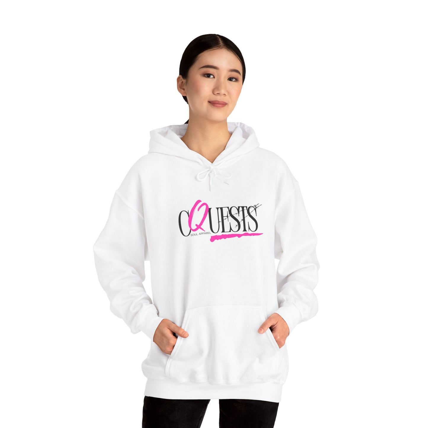 "CQuests" Soul Apparel Hoodie — Pink Script Graphic Pullover