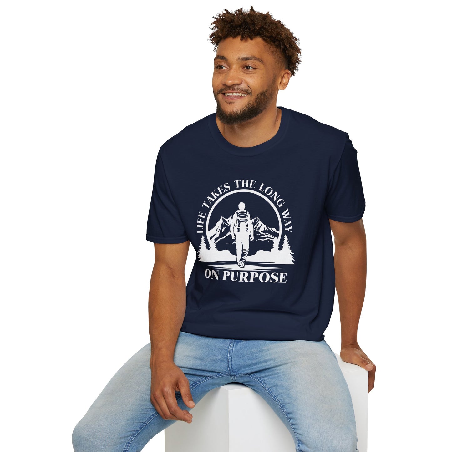 Life Takes The Long Way On Purpose T-Shirt — Mountain Path Purpose Design