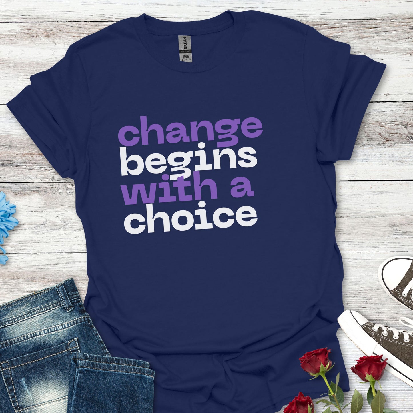 Change Begins With A Choice, Soft-style Typographic Unisex T-Shirt