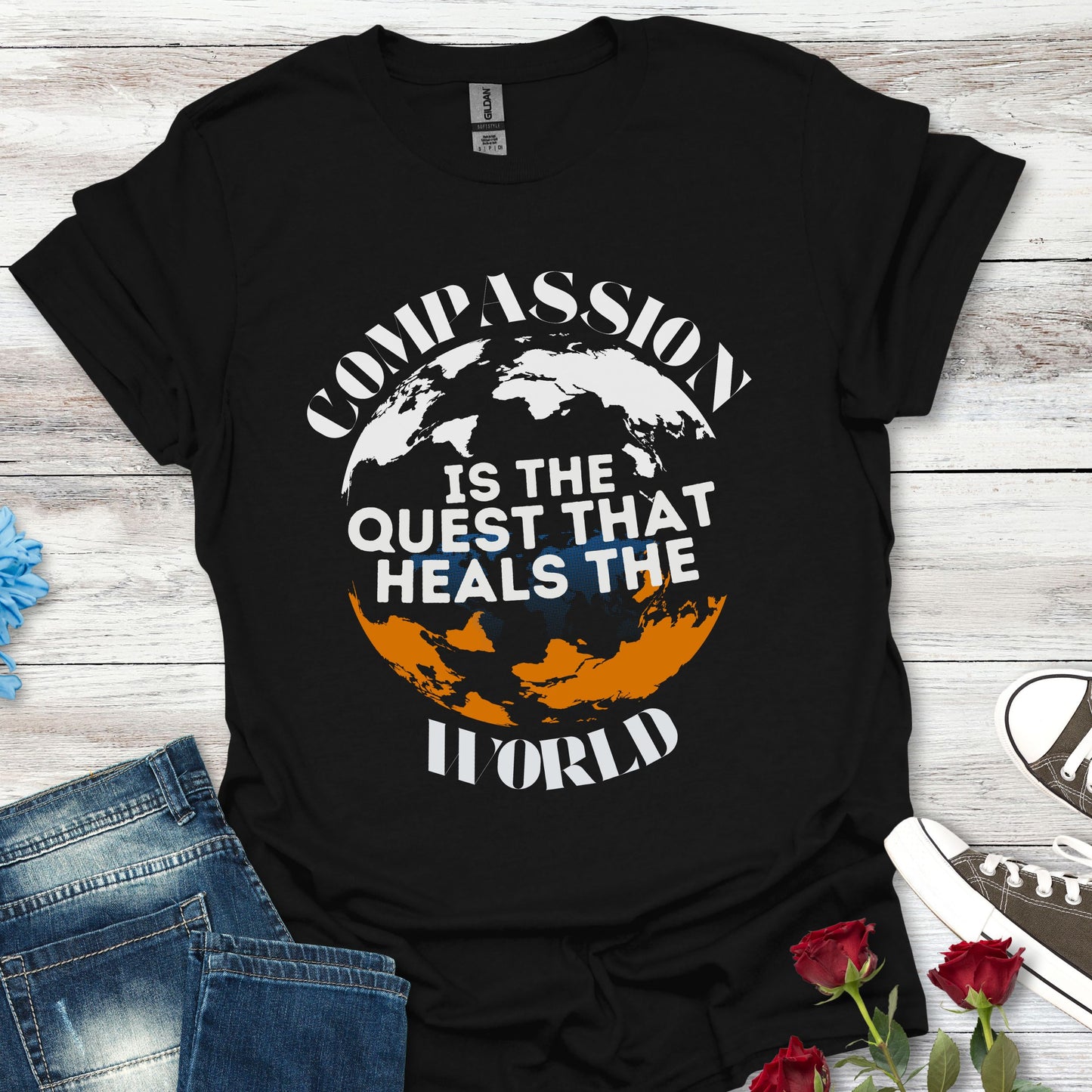 Compassion is the Quest.. - Healing the World Tee (O)