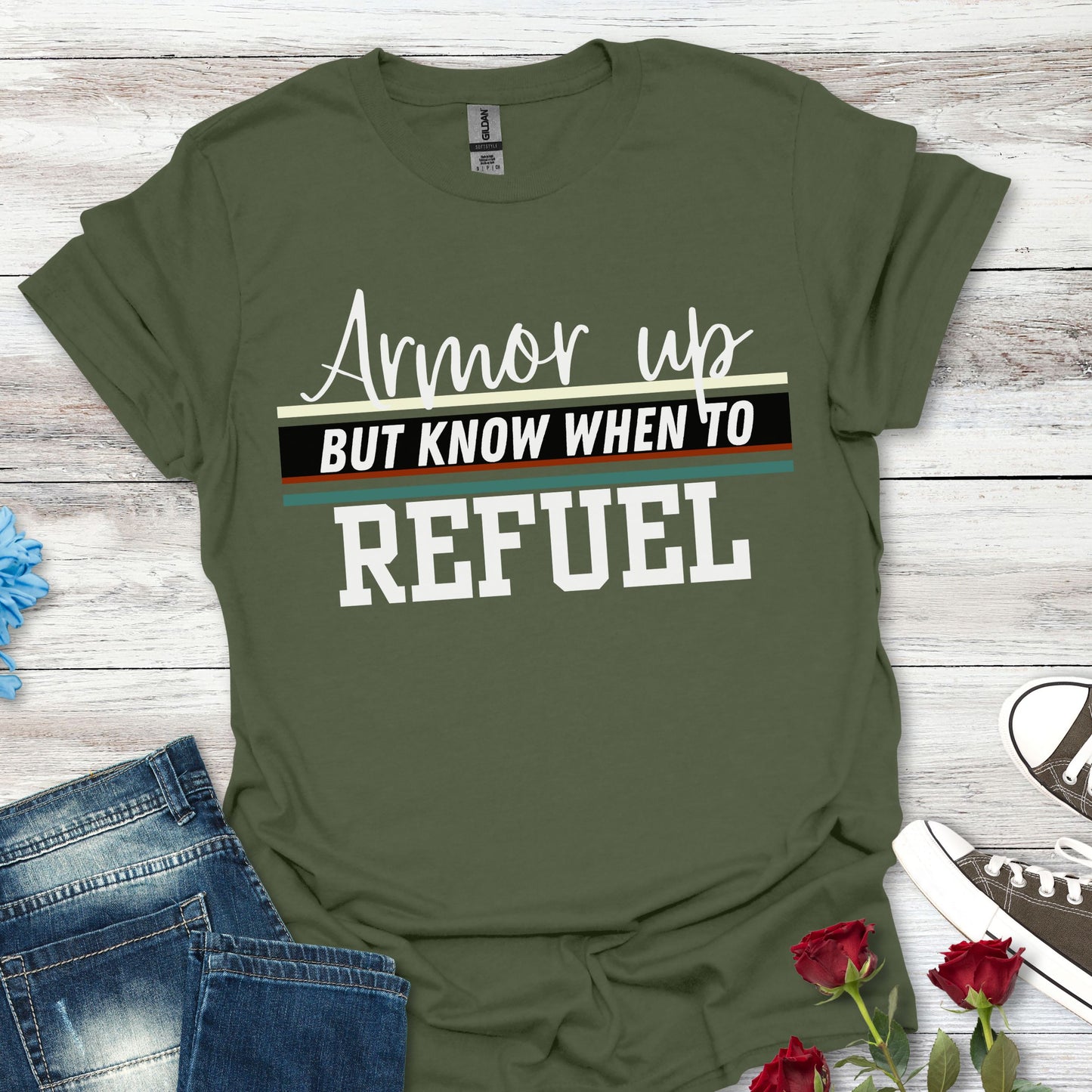 Armor Up but Know When to Refuel - Balance and Resilience Tee