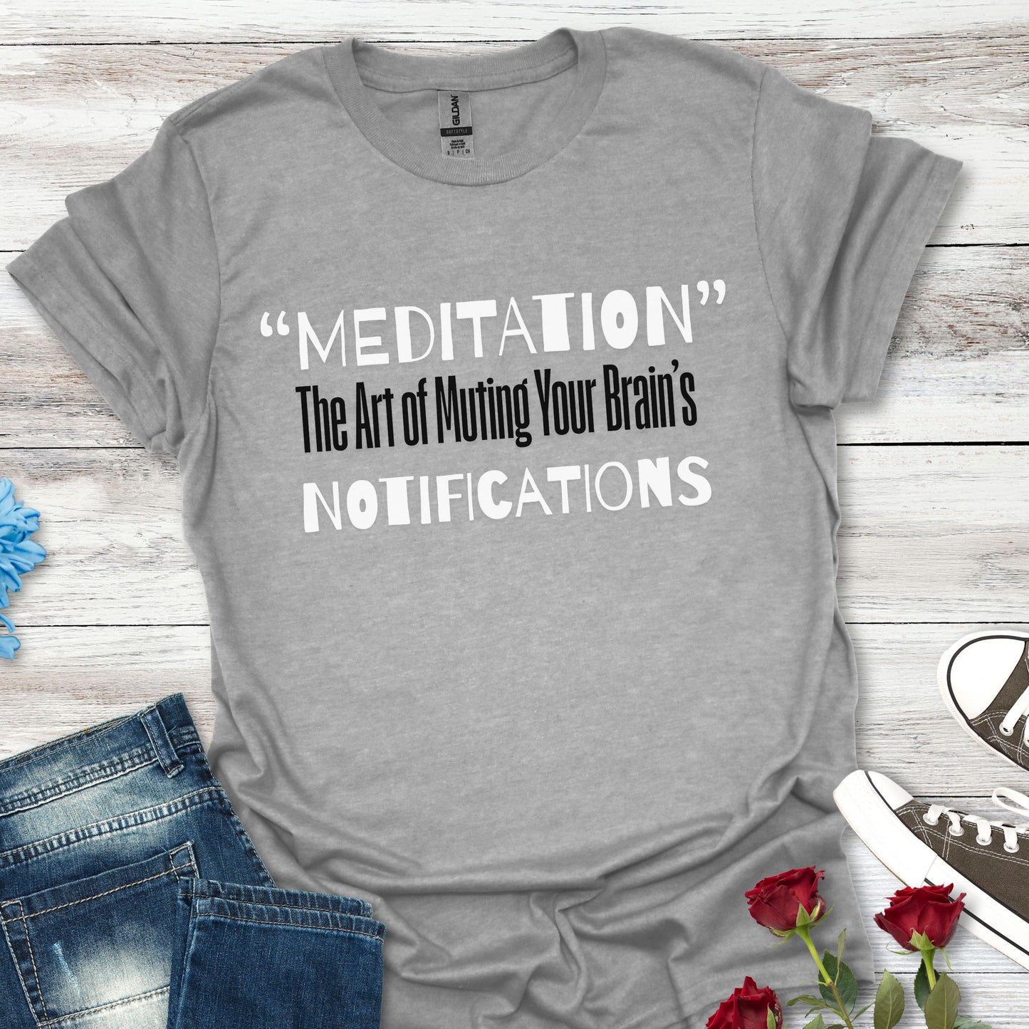 'MEDITATION' The Art Of Muting Your Brain's Notification - Mindful Mute Tee