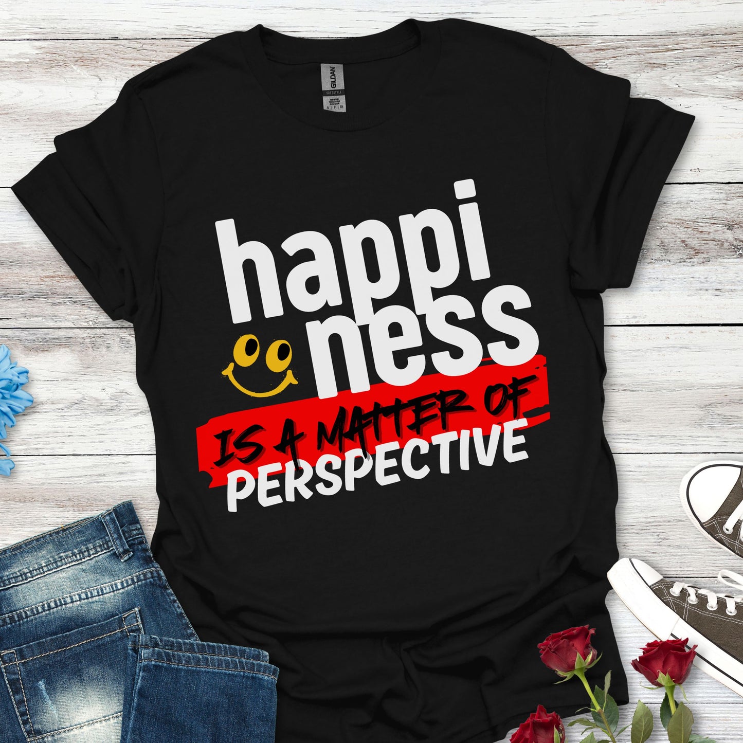 'Happiness Is a Matter Of Perspective', Unisex Design T-Shirt - For all Occasions