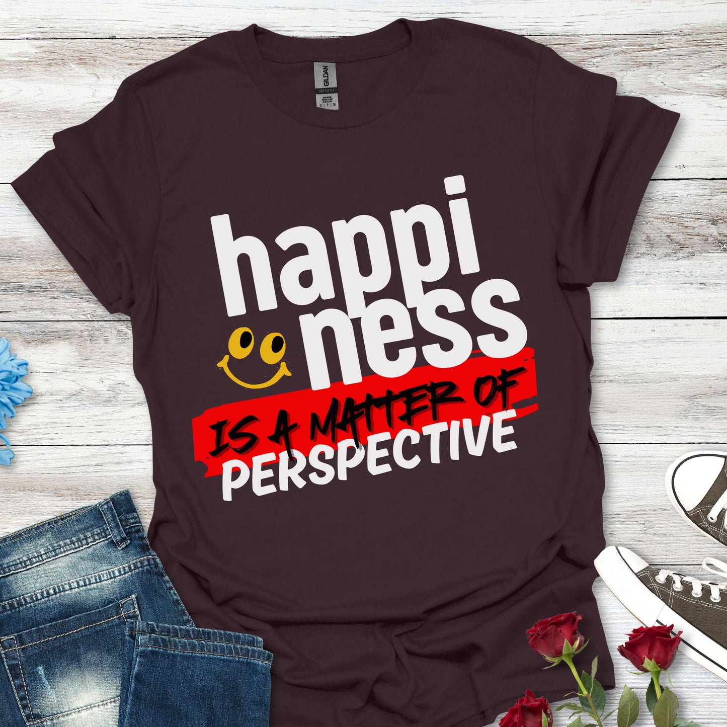 'Happiness Is a Matter Of Perspective', Unisex Design T-Shirt - For all Occasions
