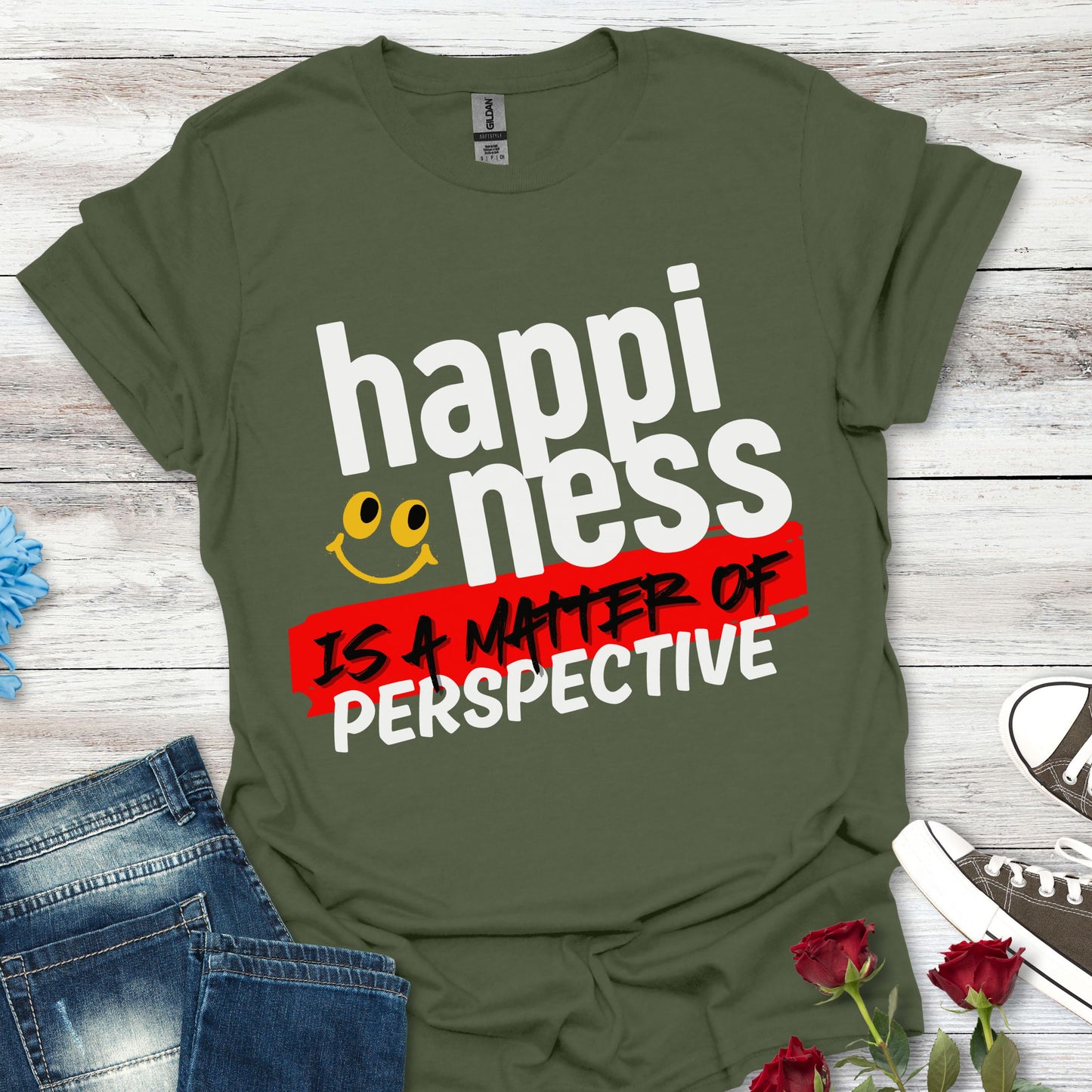 'Happiness Is a Matter Of Perspective', Unisex Design T-Shirt - For all Occasions