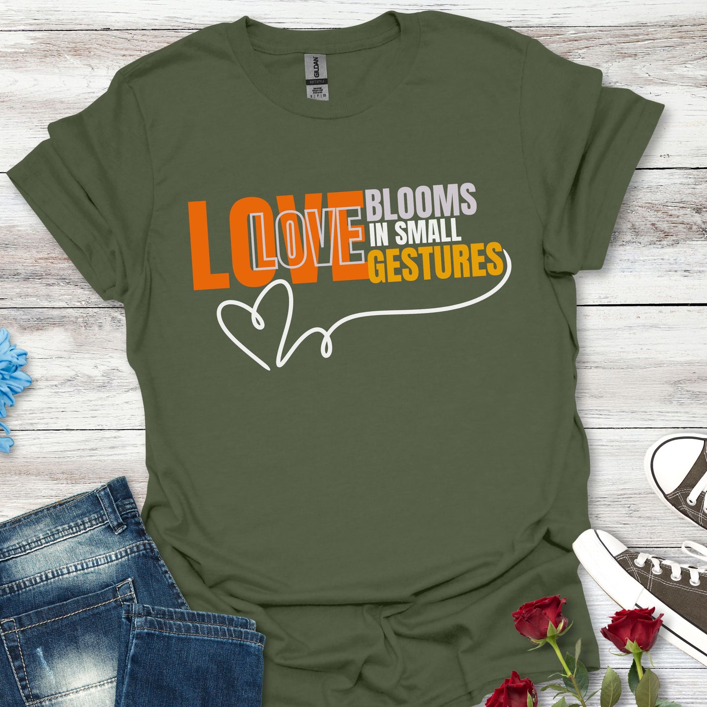 LOVE Blooms in Small Gestures - Heartfelt Graphic Tee (Unisex)