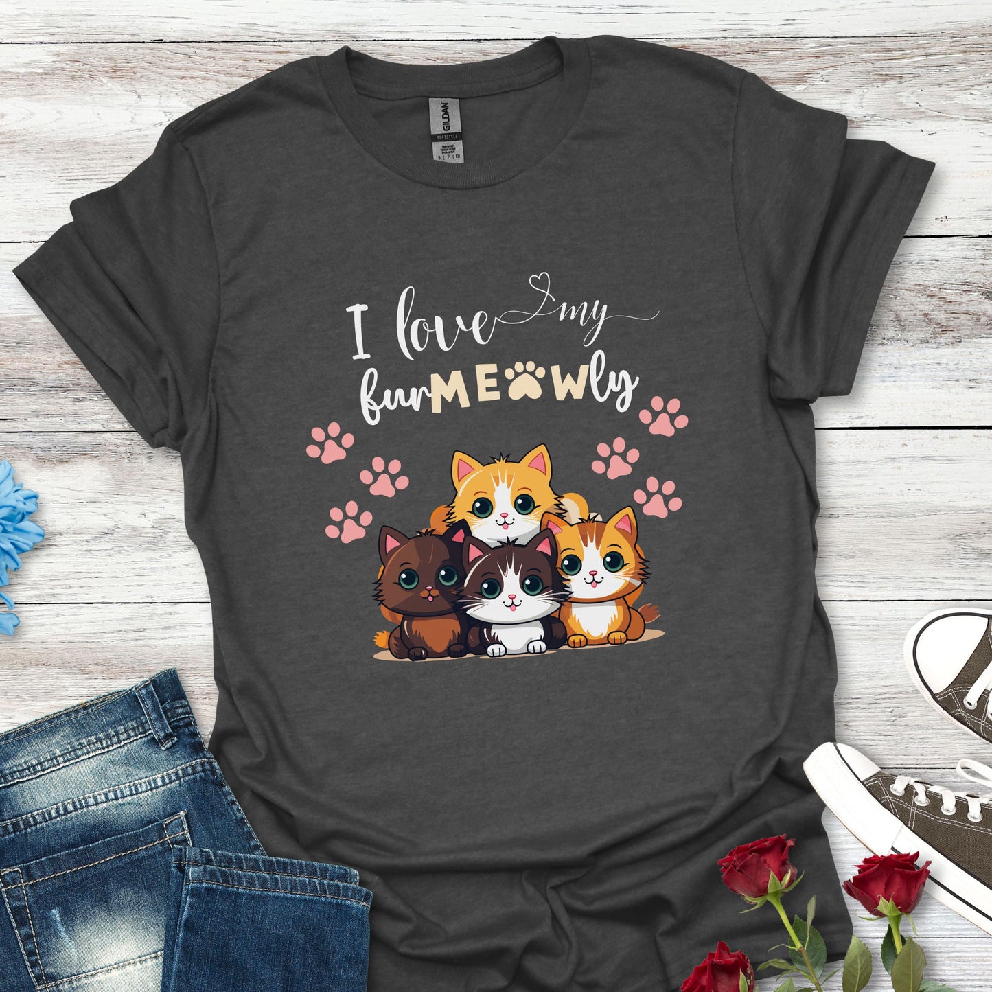 I Love My Fur-MEOW-Ly - Sight For Sore Eyes Beautiful Cat Graphic T-Shirt
