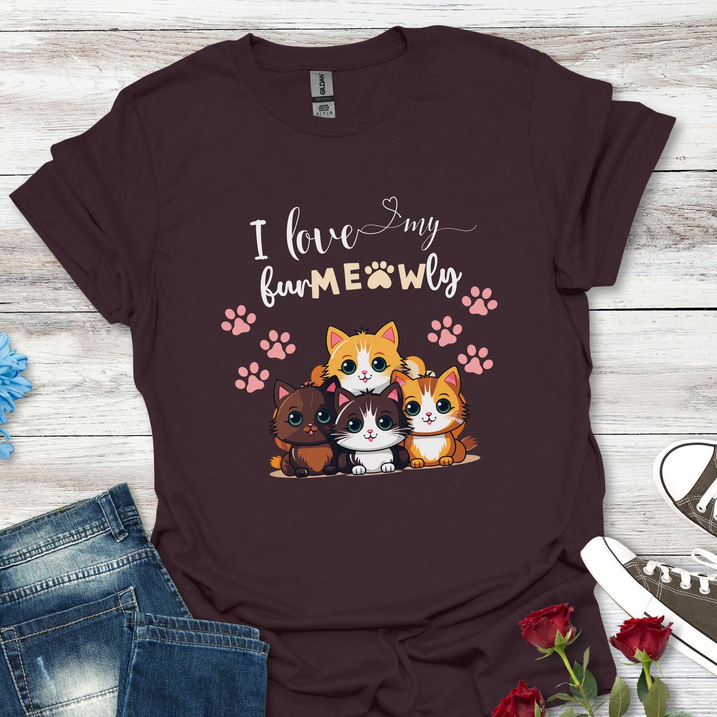 I Love My Fur-MEOW-Ly - Sight For Sore Eyes Beautiful Cat Graphic T-Shirt