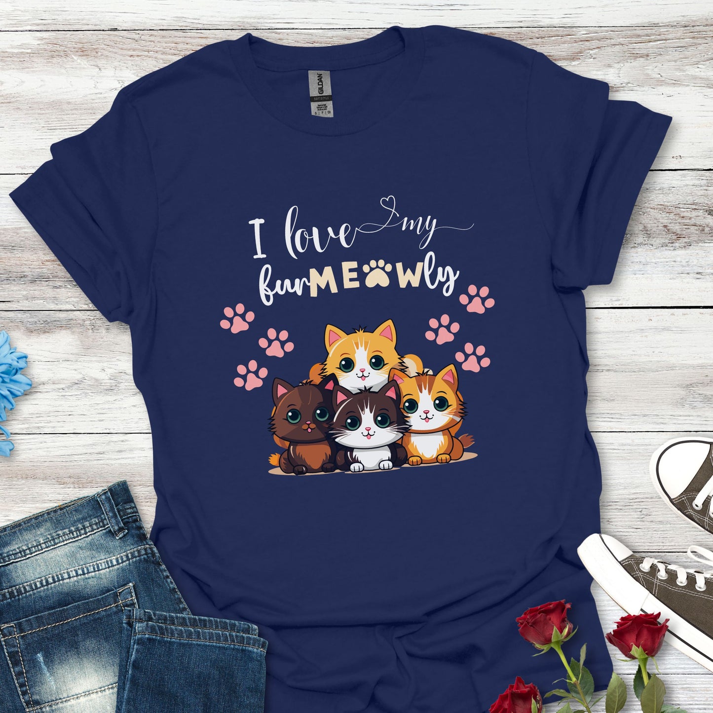 I Love My Fur-MEOW-Ly - Sight For Sore Eyes Beautiful Cat Graphic T-Shirt