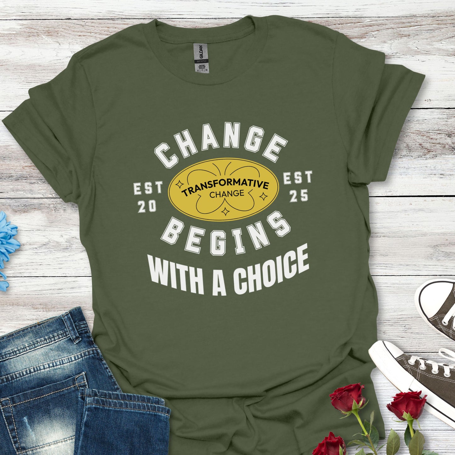 Change Begins with a Choice Inspirational Vibrant T-shirt