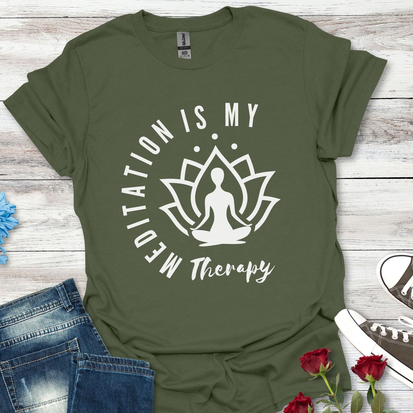 Meditation is My Therapy - Calm and Centered (W) Tee