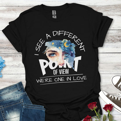 T-Shirt — "I See a Different Point of View" Artistic Face Graphic Tee