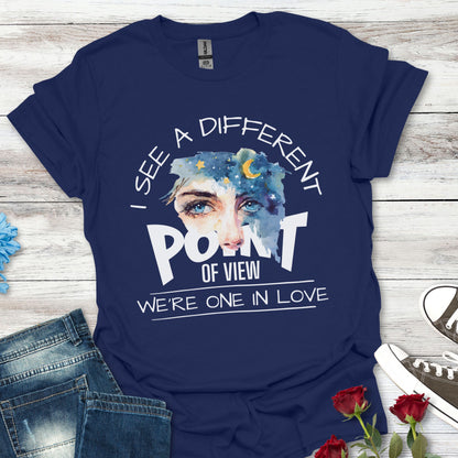 T-Shirt — "I See a Different Point of View" Artistic Face Graphic Tee