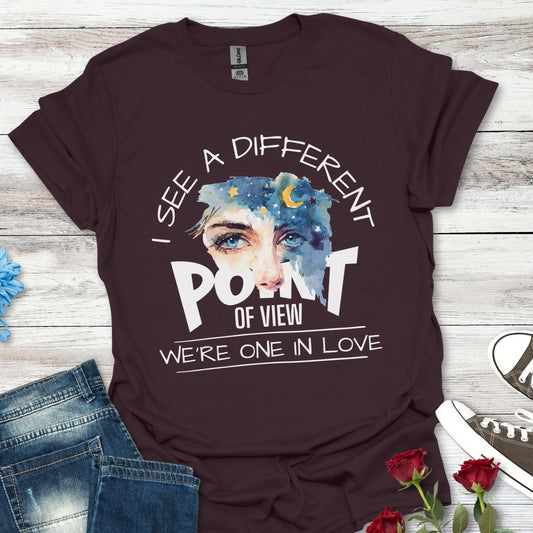 T-Shirt — "I See a Different Point of View" Artistic Face Graphic Tee