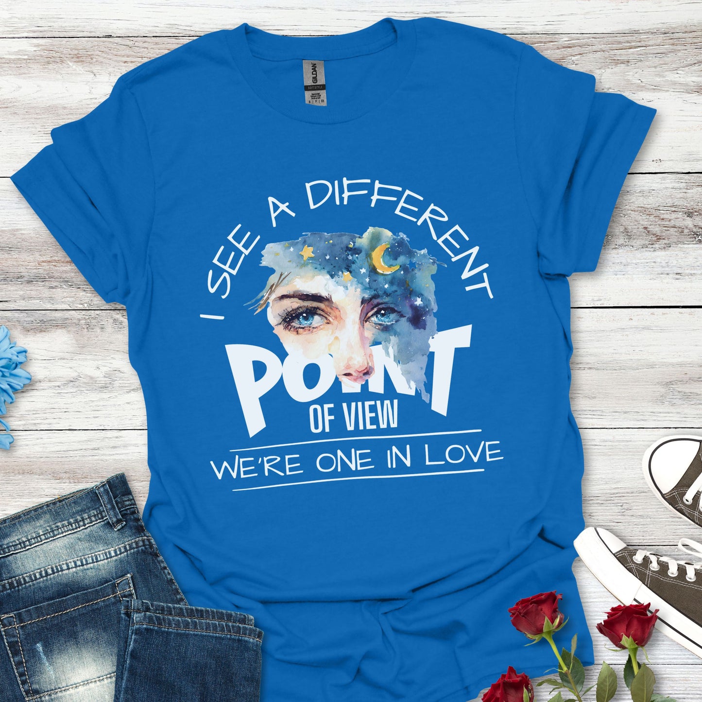 T-Shirt — "I See a Different Point of View" Artistic Face Graphic Tee