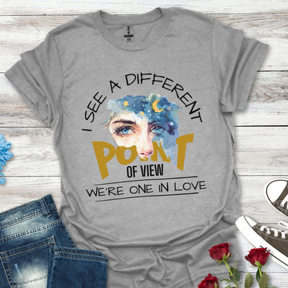 T-Shirt — "I See a Different Point of View" Artistic Face Graphic Tee