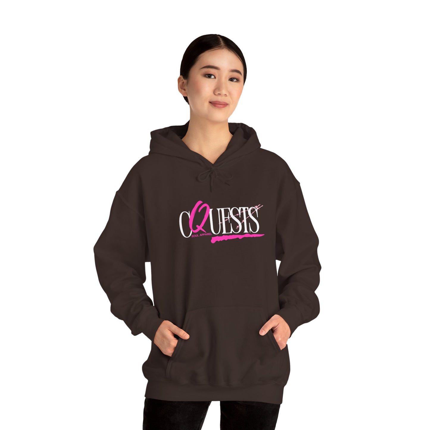 "CQuests" Soul Apparel Hoodie — Pink Script Graphic Pullover