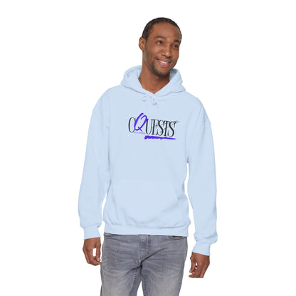 "CQuests" Script Hoodie – Elegant Purple Calligraphy Unisex Crown Sweatshirt